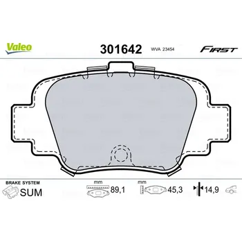 Brzdová destička Sada brzdových destiček, kotoučová brzda VALEO 301642