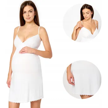 Dámské šaty Spodnička pod šaty Šaty Těhotenská noční košile MS10-466 Bílá S