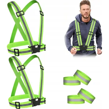 Reflexní vesta / Postroj silniční na motorku, kolo, běhání 2ks