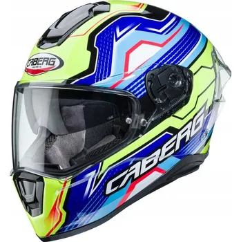 Helma na motorku Motocyklová přilba integrální Caberg Drift Evo černá/modrá/žlutá fluo XXL