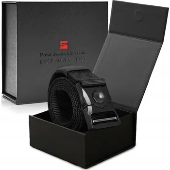 Opasek Pánský PÁSEK ke kalhotám plátěný jako Dárek pro muže ČERNÝ v krabičce