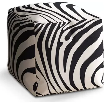 Obývací pokoj Sablio Taburet Cube Vzor zebry: 40x40x40 cm