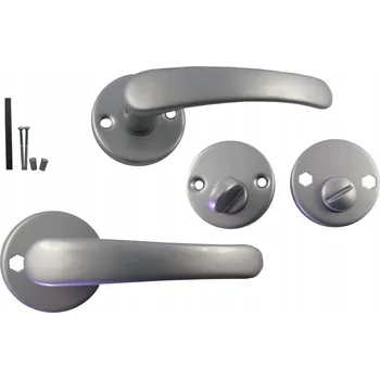 Dveřní kování KLIKA STŘÍBRNÁ BISZKOPT KULATÝ ROZETA WC