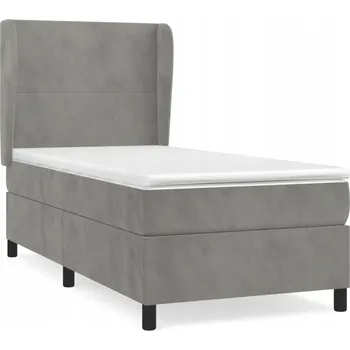 Postel VidaXL Kontinentální postel s matrací, světle šedá, samet, 80x200 cm
