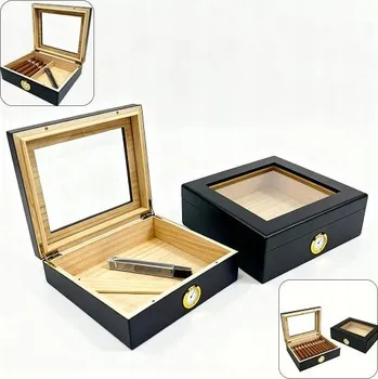 Humidor Humidor Germanus béžový pro 30 doutníků s humidorem a vlhkoměrem