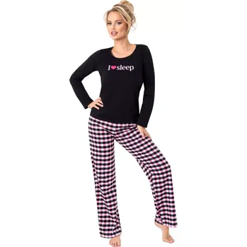 Pánské pyžamo Dámské pyžamo Sleep long black - Donna černá XXL