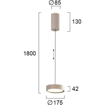 Viokef Závěsné světlo LED Denver, Ø 17 cm, béžová, kov - Stříška – průměr 8,5 cm, výška 13 cm béžová, bílá LED 21 W celkem - Doprava zdarma