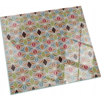 Krbová kamna Ozdobná skleněná deska pod kamna, krbová kamna, mnohoúhelníkové vzory v síti, 60x60 cm