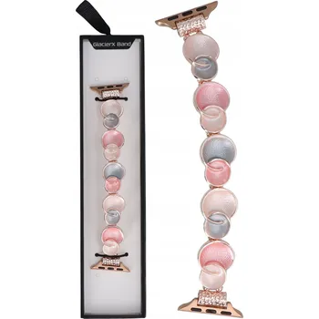 Řemínek na hodinky Elegantní růžový náramek pro Apple Watch 38 40 41 mm kovový řemínek GlacierX