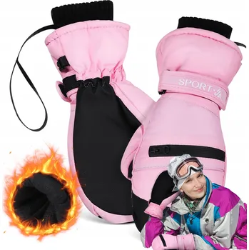 Rukavice Zimní Rukavice L Lyžařské Rukavice Snowboard Zateplené KAPSA s Dotykovou Obrazovkou Růžové