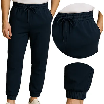 Pánské tepláky jogger s nařasenými manžetami tmavě modré XL