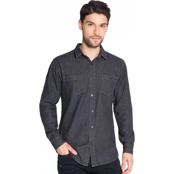 Pánská košile PÁNSKÁ DŽÍNOVÁ KOŠILE bavlna ČERNÁ *M