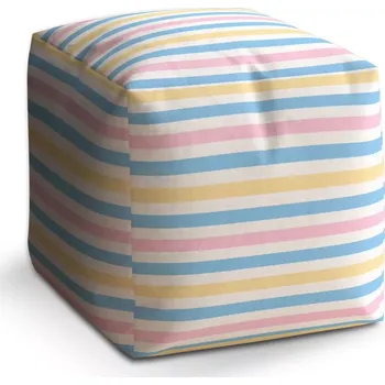 Taburet Sablio Taburet Cube Barevné pruhy: 40x40x40 cm