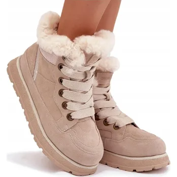 Dámská zimní obuv Dámské SNĚHULE BIG STAR zimní zateplené kotníkové boty béžové SS274371 velikost 37