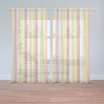 Záclona Sablio Záclony Žlutorůžové pruhy: 2ks 150x250cm