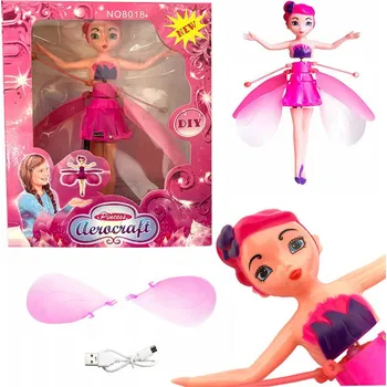 Panenka LÉTAJÍCÍ VÍLA PANENKA RŮŽOVÁ OVLÁDANÁ RUKOU S USB FROZEN HRAČKA