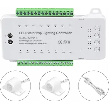 Bezpečnostní kamera Schodišťový automat Media-Comp 16 kanálový 12-24V 240W s PIR senzory