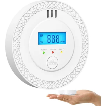 Bezpečnostní detektor Detektor Kouře, Oxidu Uhelnatého a Čpavku s LCD Displejem - Alarm, Senzor