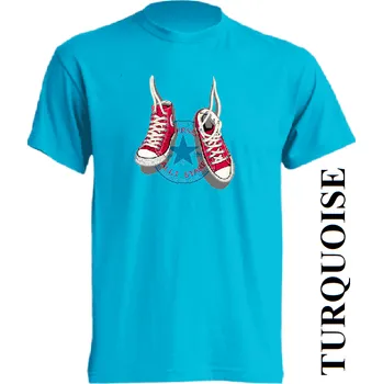 Pánské tričko levne-bavlnene-tricko-potisk-tenisky-converse Barva: Grey melange - šedá směs, velikost: XXL