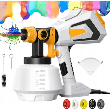 Stříkací pistole MALÍŘSKÁ PISTOLE AGREGÁT NA MALOVÁNÍ STĚN 1200 ML 5 TRYSEK + 2 SPREJE VZORY