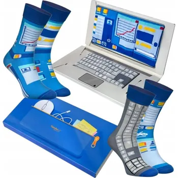 Pánské ponožky Ponožky Rainbow Socks Notebook Box pro ajťáky, 2 páry bavlněné, velikost 36-40