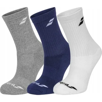 Pánská móda SPORTOVNÍ PONOŽKY BABOLAT CREW SOCKS 3 PÁRY BÍLÁ/MODRÁ/ŠEDÁ 39-42