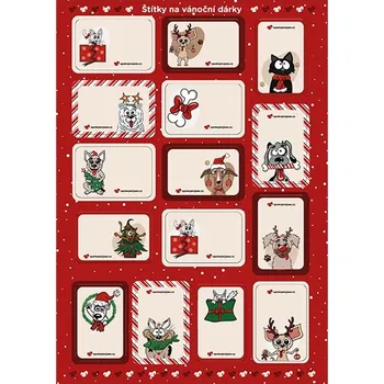 Vánoční dekorace Tlapku na to! Štítky na vánoční dárky 15 ks