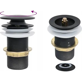 Sifon Zátka Klik-Klak Bez Přepadu Černá 6,4x6,4x9,1cm Zinek/Mosaz