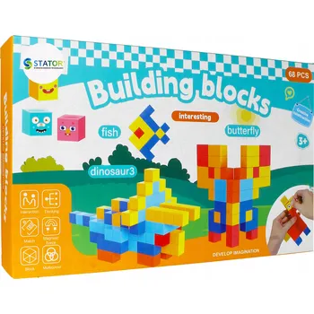 ostatní stavebnice STAVEBNICE 68 DÍLŮ STAVEBNÍ KOSTKY, STAVEBNÍ KRYCHLE, BLOKY