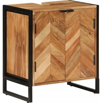 Koupelnový nábytek Koupelnová skříňka z masivního akáciového dřeva, 55x35x60 cm, černé železné nohy