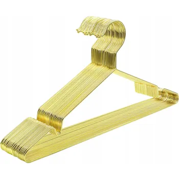 Věšák Věšák na oblečení kovový zlatý závěsný 42x21 cm, sada 20 ks
