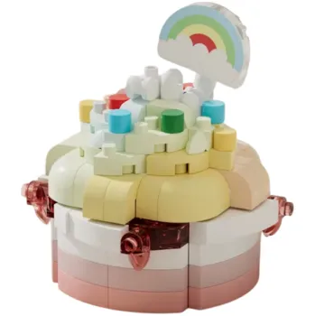ostatní stavebnice Stavebnice dort duhový 4.65 x 4.65 x 5.2 cm 161 ks Mini bloky Sladký dezert Barevná dekorace Mikro cihly pro děti od 8 let i dospělé