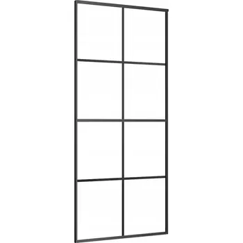 Interiérové dveře Posuvné hliníkové dveře s čirým ESG sklem, 90 x 205 cm, černé