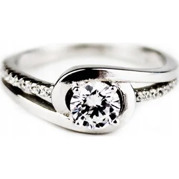 Prsten Stříbrný zásnubní prsten se zirkonem velikost 54 F002