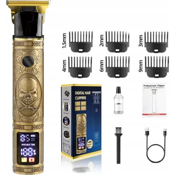 Strojek na vlasy STROJEK NA VLASY ZASTŘIHOVAČ VOUSŮ LEBKA 3 RYCHLOSTI LCD 5 NÁSTAVCŮ USB-C