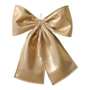 Vánoční dekorace Vánoční ozdobná mašle 30 x 35 cm Dekorační mašle na dveře a interiér Slavnostní Vánoční doplněk pro výzdobu domova v zimním období zlatá