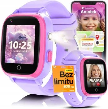 Chytré hodinky Chytré Hodinky pro děti JG Smart Chytré Hodinky s GPS lokátorem T5P fialové