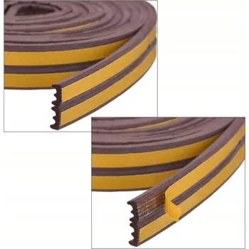 Těsnění do okna a dveří GUMOVÉ TĚSNĚNÍ DO OKEN A DVEŘÍ SAMOLEPICÍ TYP E 4 x 9mm 150m HNĚDÉ