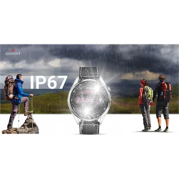 Hodinky Chytré Hodinky Giewont GW450-5 Stříbrné + Černý kožený řemínek