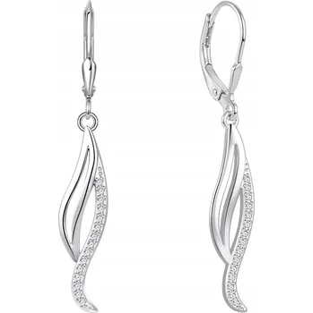 Náušnice STŘÍBRNÉ DLOUHÉ NÁUŠNICE SE ZIRKONY ANGLICKÉ ZAPÍNÁNÍ STŘÍBRO O RYZOSTI 925