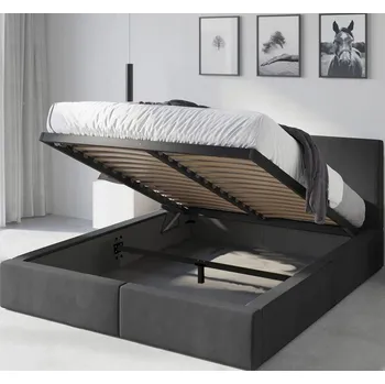 Postel Čalouněná dvoulůžková postel INTERBEDS 140x200 v odstínech šedé