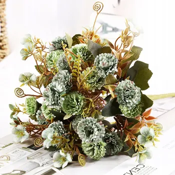 umělá květina KYTICE ZELEŇ KARAFIÁTY S LISTY UMĚLÉ KVĚTY KYTICE DEKORACE DEKORACE VÁZA 30CM