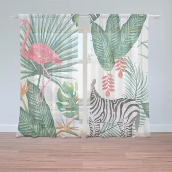 Záclona Sablio Záclony Zebra a plameňák: 2ks 150x250cm