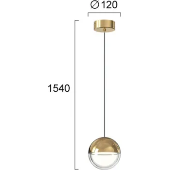 Viokef Závěsné LED světlo Zirea, zlatá barva, Ø 12 cm, kov zlato, čiré 1 x 7 W LED - Doprava zdarma