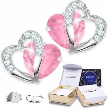 Náušnice Stříbrné Náušnice Růžové krystaly Srdíčka Zirkony Srdíčka STŘÍBRO