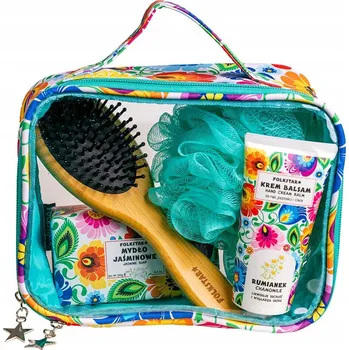 Kosmetická taška Cestovní kosmetická taška Folkstar sada péče o pleť, lowicki vzor, bílá