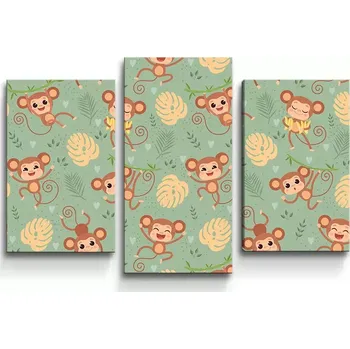 Obraz Sablio Obraz - 3-dílný Roztomilé opičky - 75x50 cm