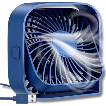 Vzduchotechnika Mini ventilátor ZadbanyDomek MALÝ PŘENOSNÝ VENTILÁTOR CESTOVNÍ + USB modrý