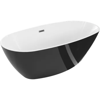 Vana Mexen Eris, volně stojící vana 180 x 80 cm, bílá-černá, broušený grafit přepad, 53441808075-95