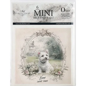 Barevný papír Rýžový papír sada RSM166 Velikonoce pes pejsek psík 6 Ks 14,8 x 14,80 cm